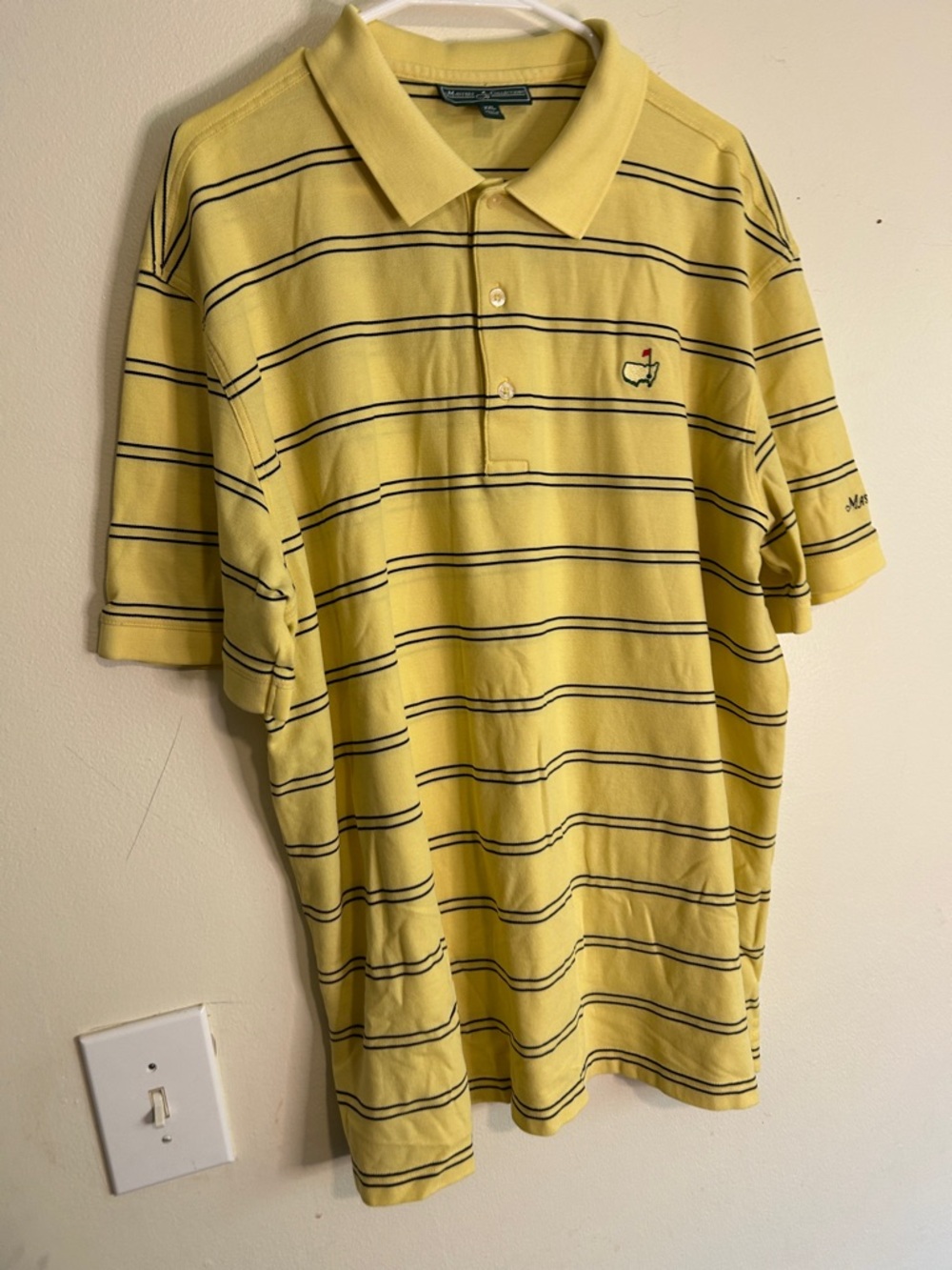 VTG Masters Yellow Polo with Navy Stripes and Embroidered Crest